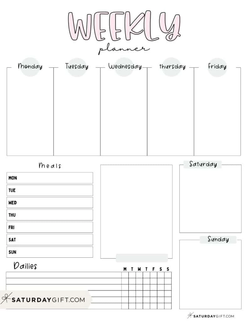 Weekly Planner Printable 39 Cute Free Weekly Calendar Templates