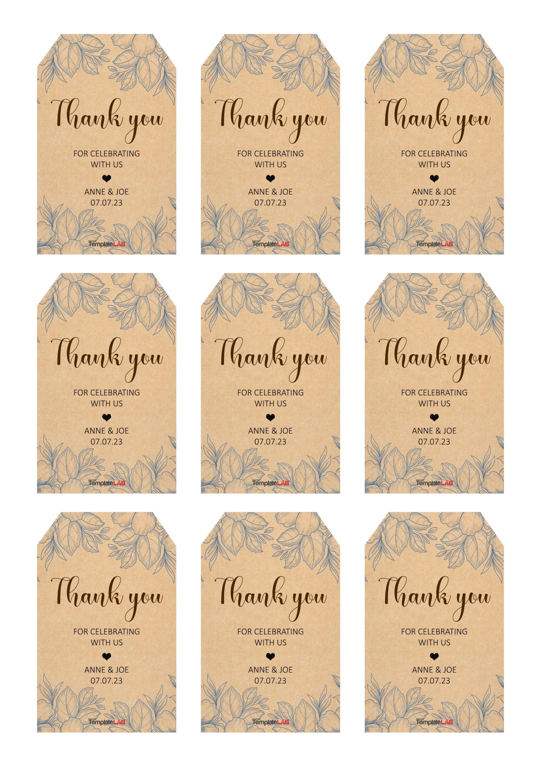 Thank You Tag Template Printable