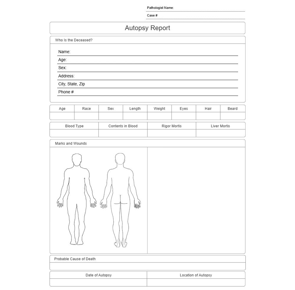 Printable Autopsy Report Template
