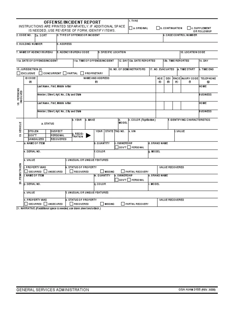Police Report Template Printable