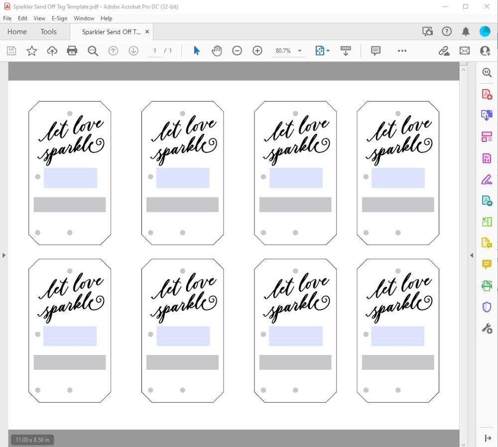 Printable Sparkler Tags Template