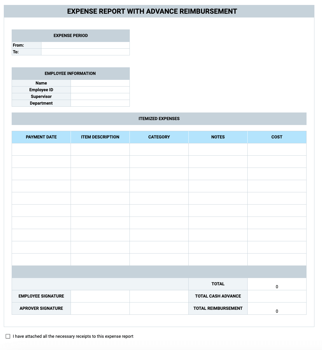 Printable Expense Report Template Free Printable Expense Report Template Free