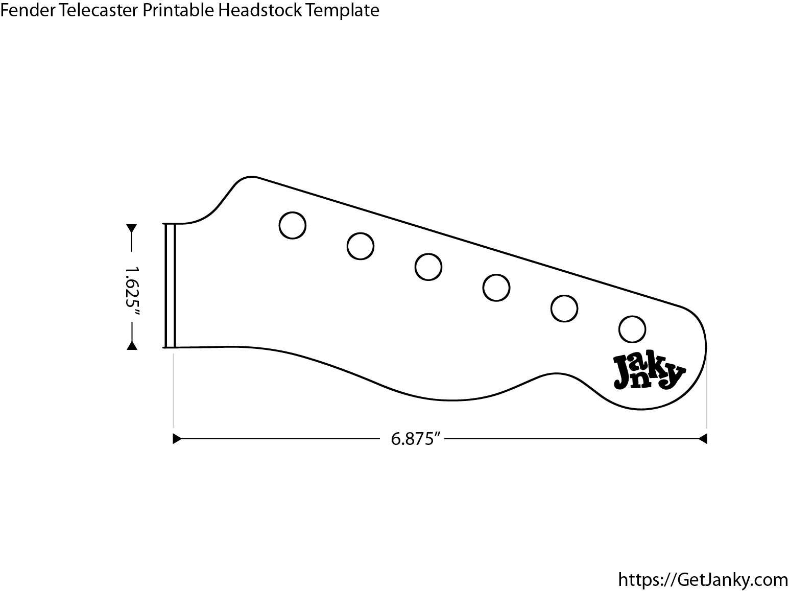 Actual Size Printable Telecaster Headstock Template