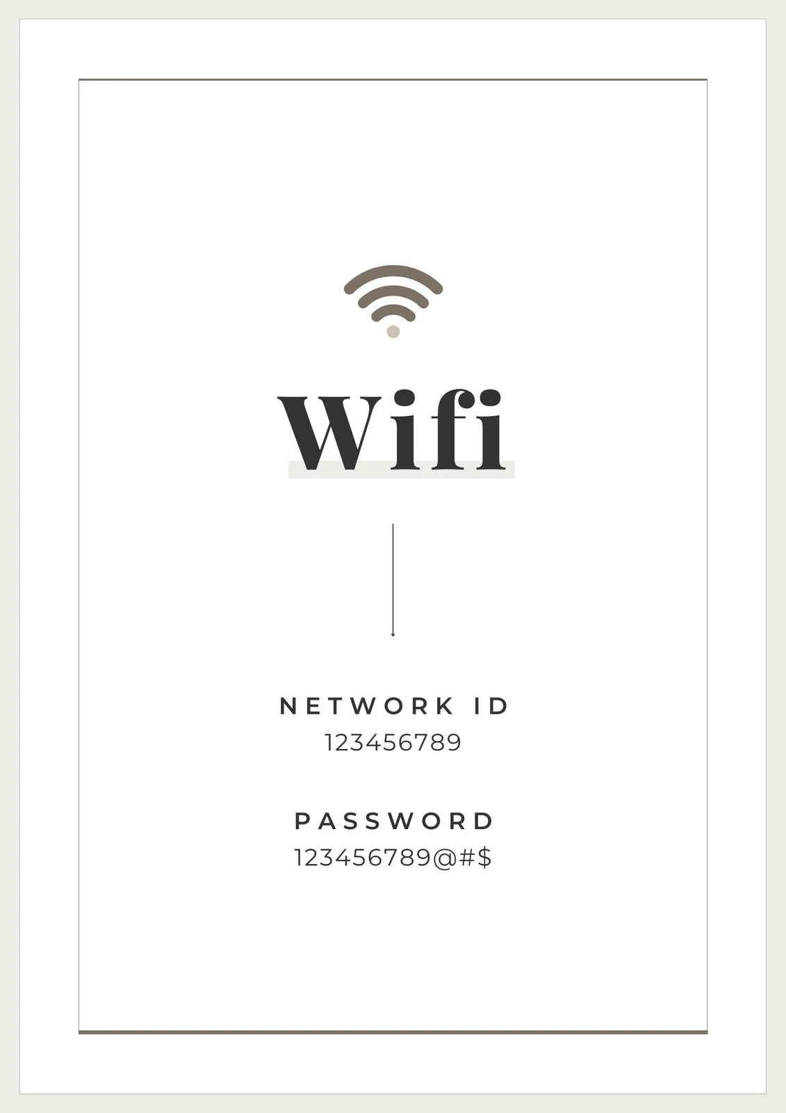 Printable Wifi Password Sign Template