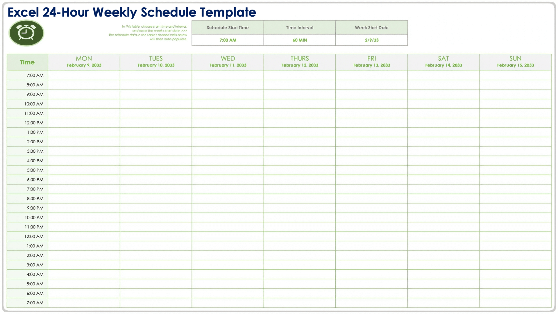 Printable 24 Hour Daily Schedule Template