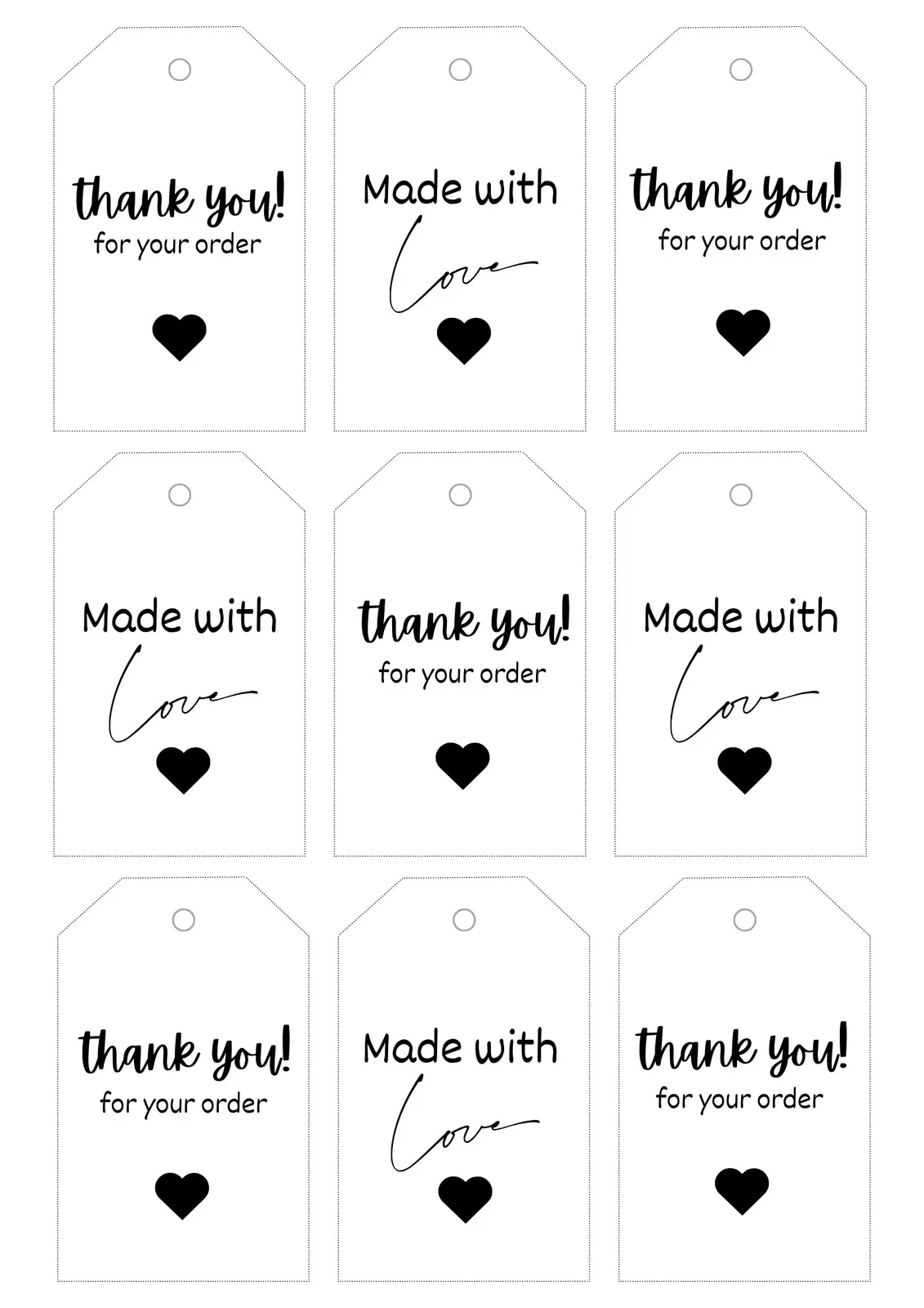 Thank You Tag Template Printable