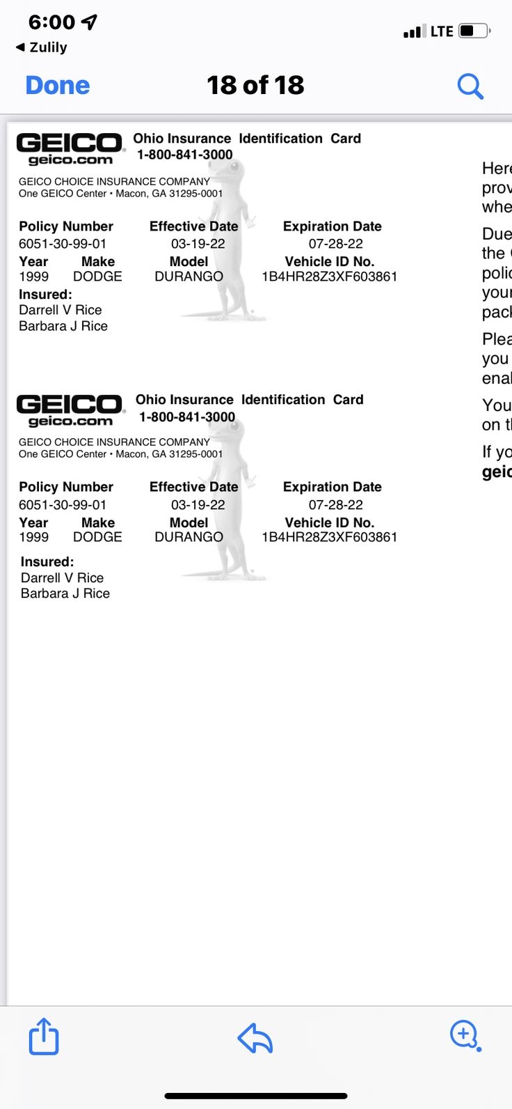 Template Printable Geico Insurance Card