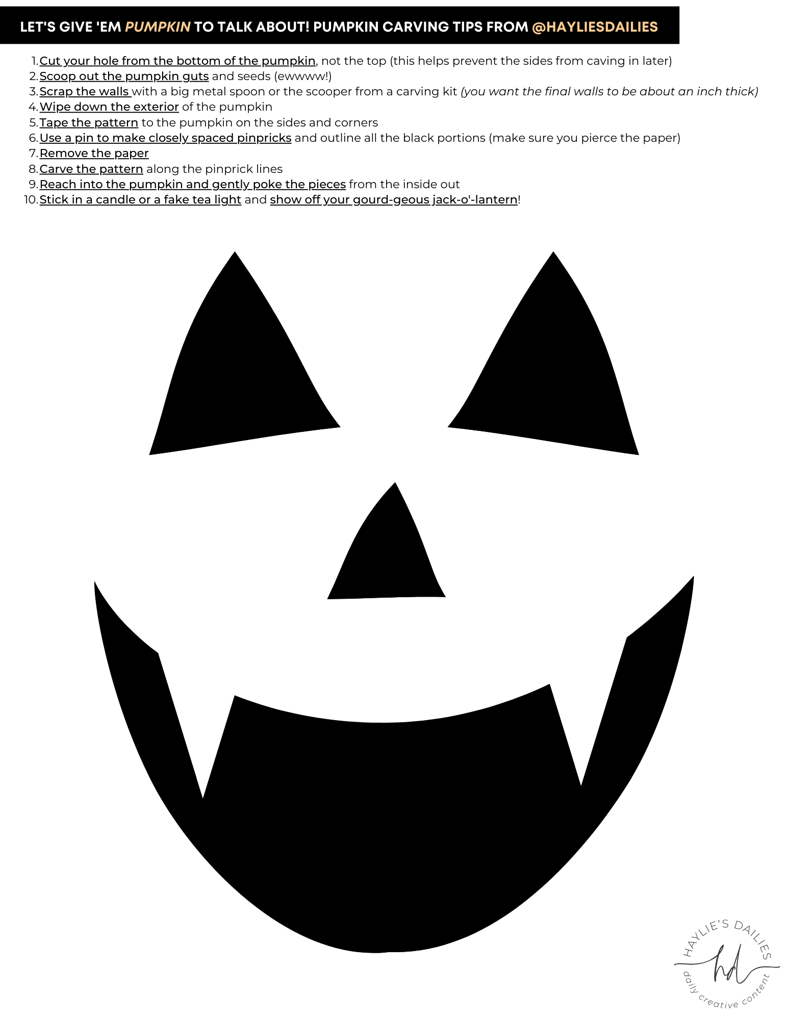 Free Pumpkin Face Template Printable