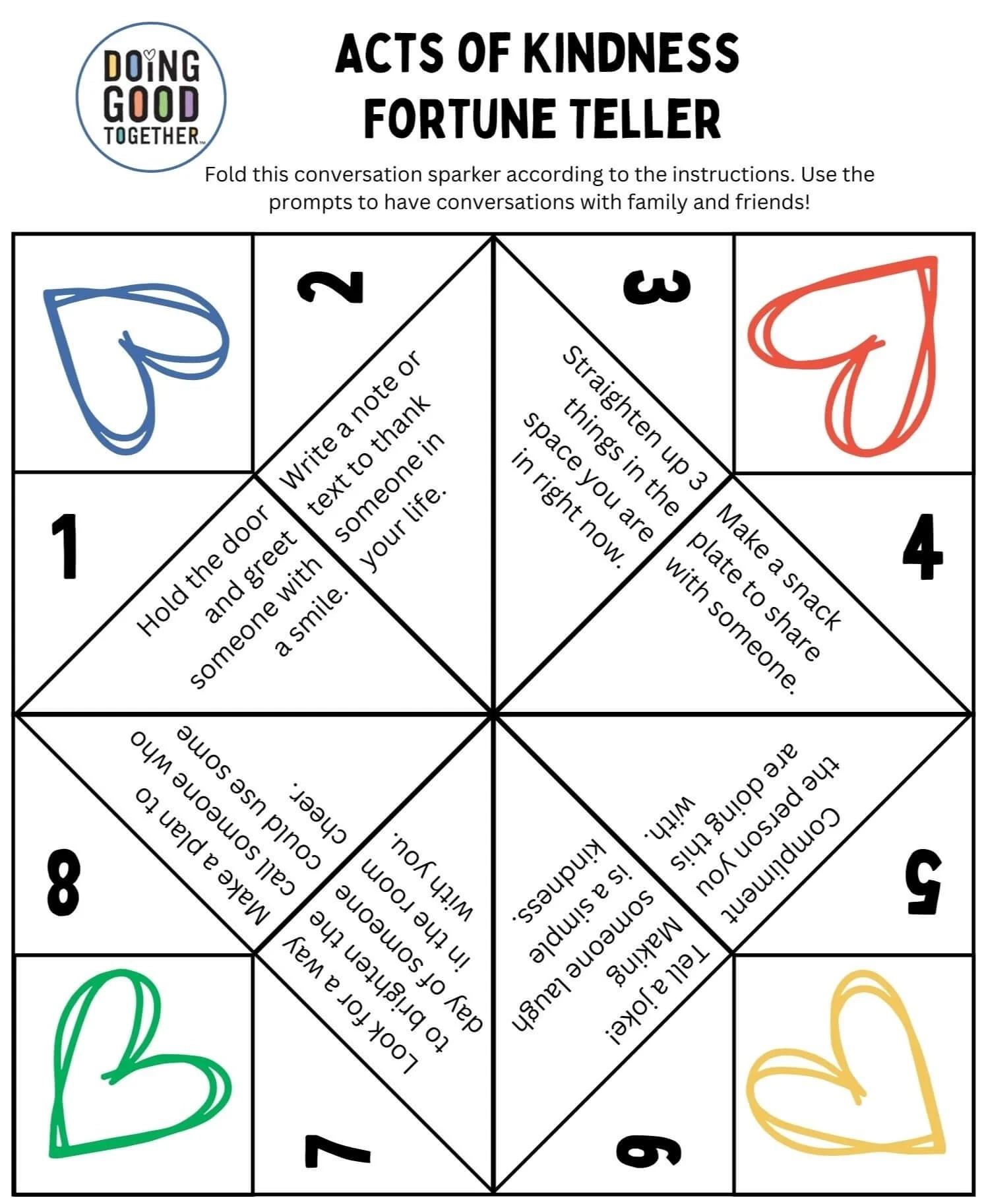 Kindness Fortune Tellers Free Printables For Kids Doing Good Kindness Fortune Tellers Free Printables For Kids Doing Good