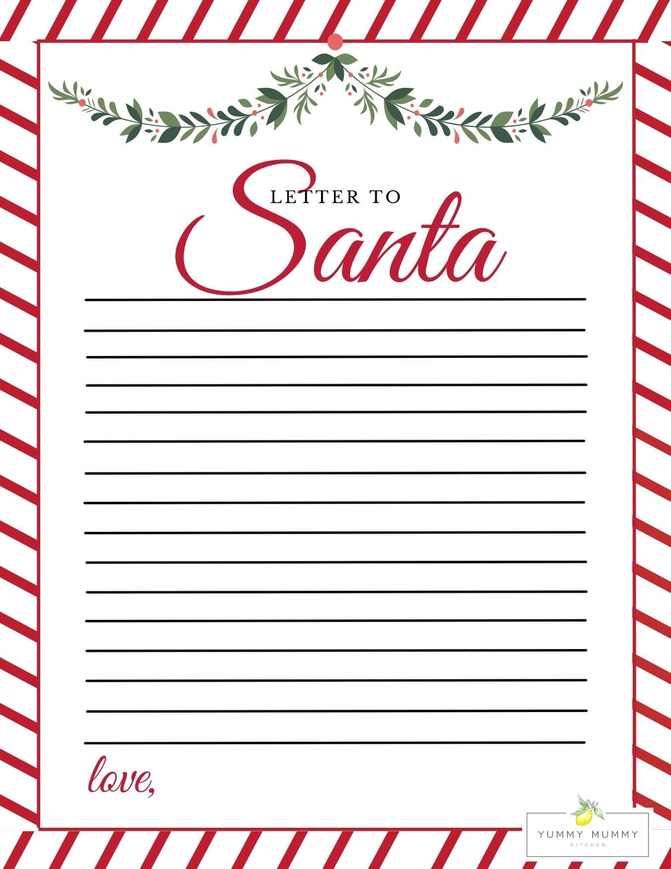 Printable Letter To Santa Template Free