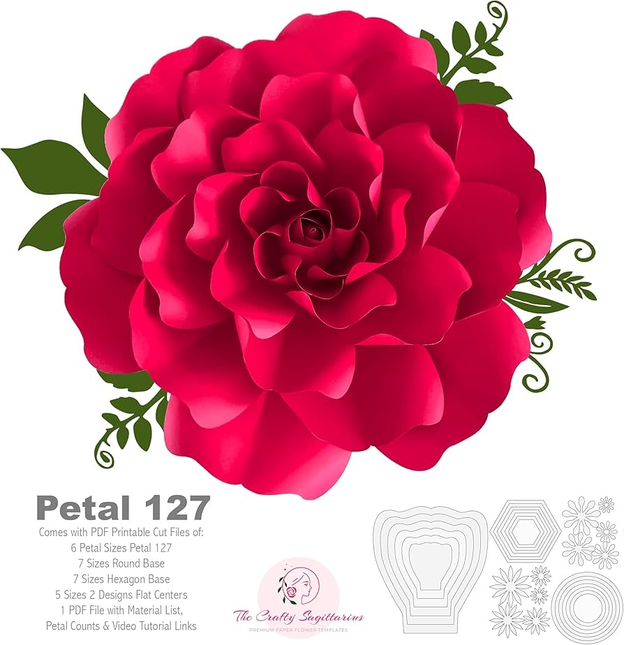 Large Rose Flower Petal Template Printable