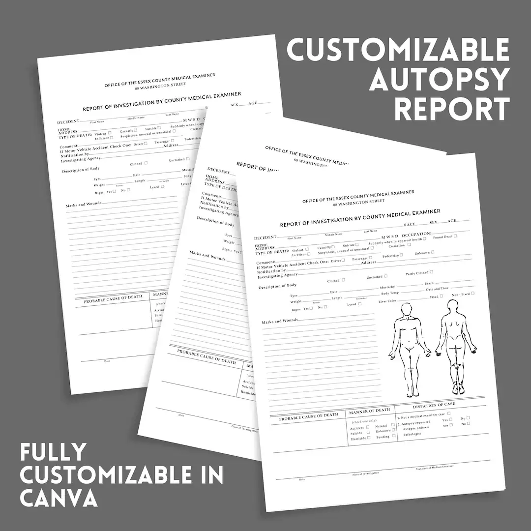 Printable Autopsy Report Template