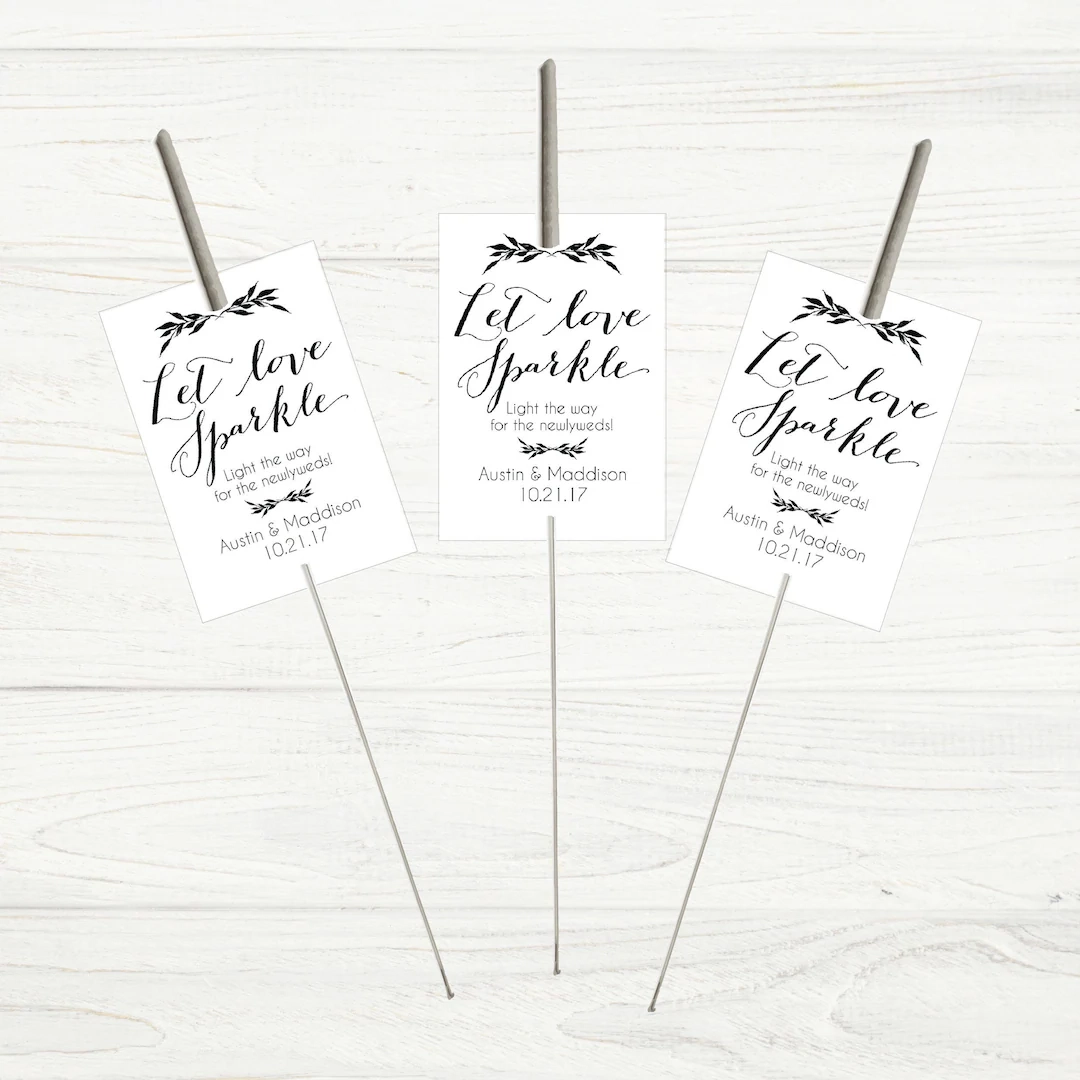 Printable Let Love Sparkle Tags For Sparklers White Classic Wedding Sparkler Holder Tag Personalized Exit Send Off Sleeves DIY PDF Template Etsy de