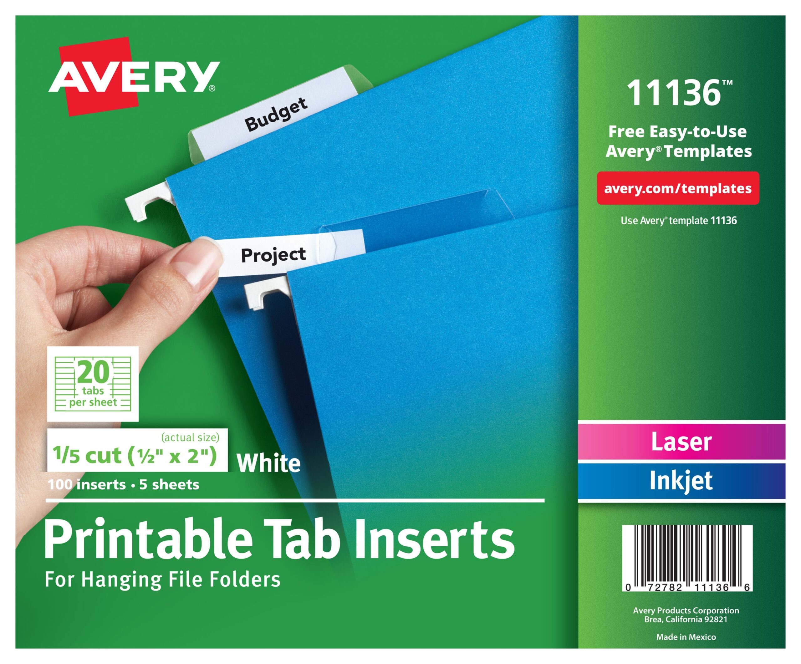 Printable Tab Inserts For Hanging File Folders 11136 Avery Avery