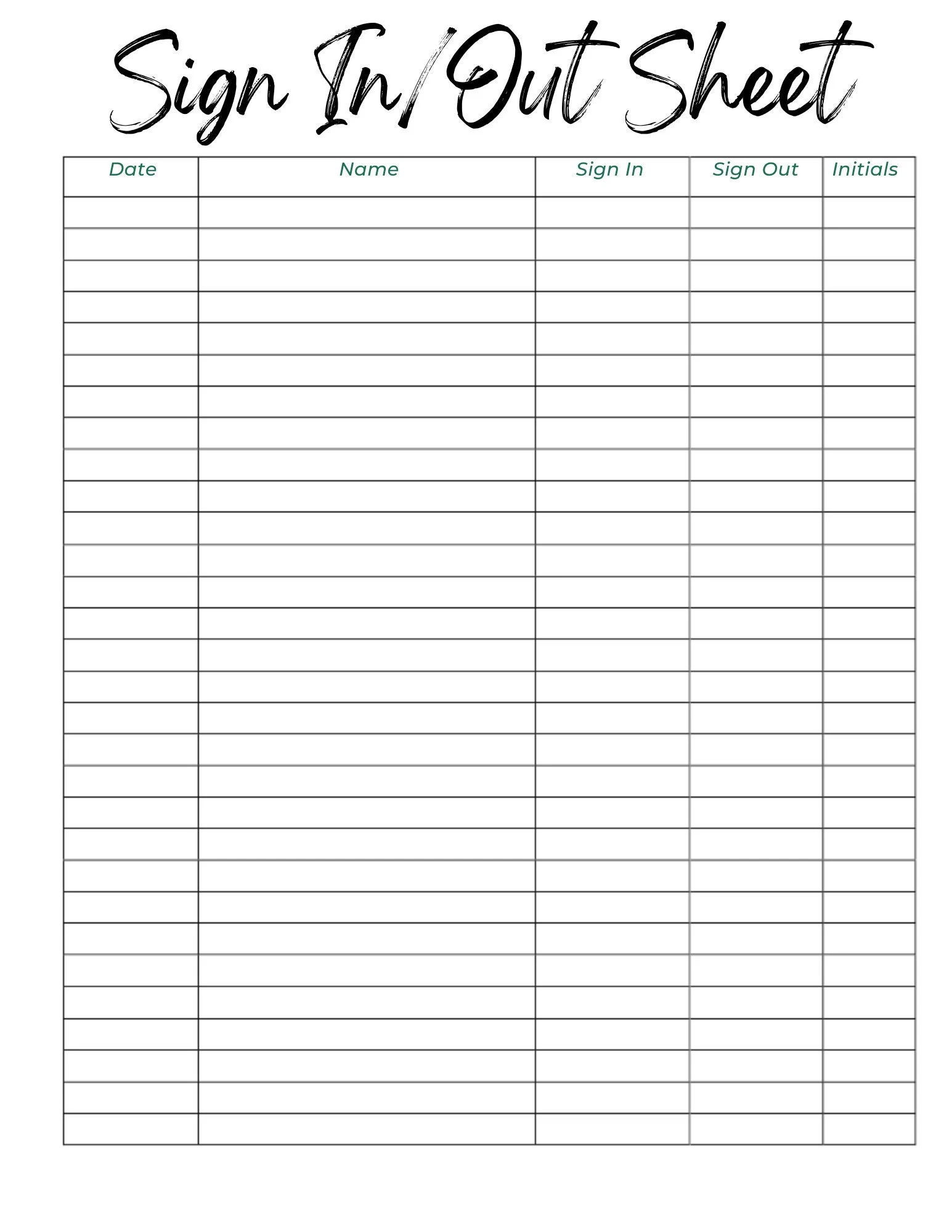 Printable Sign Out Sheet Template Printable Sign Out Sheet Template